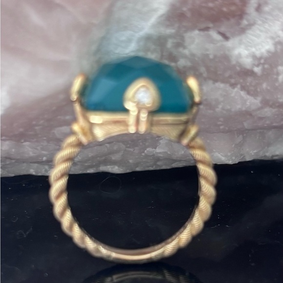 Judith Ripka Ring Gold Clad
925 Silver Green Goddess Pincushion CZ Ring - Picture 4 of 8